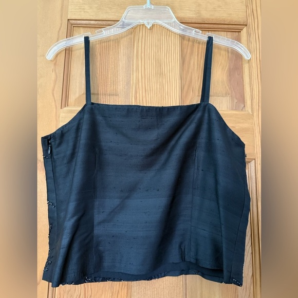 NY & Co Vintage Black Beaded Tank Top Size 6 100% Silk - Picture 2 of 5